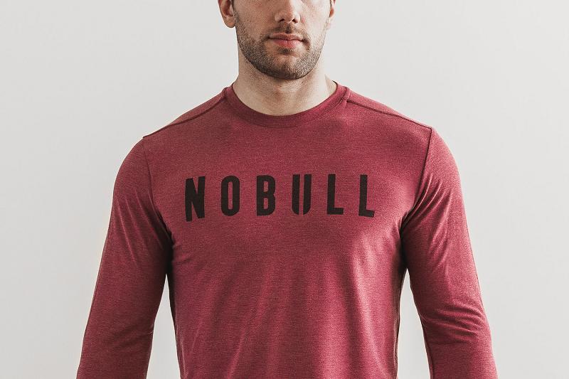 Nobull Tee Men's Long Sleeve Red | USA Q1583M